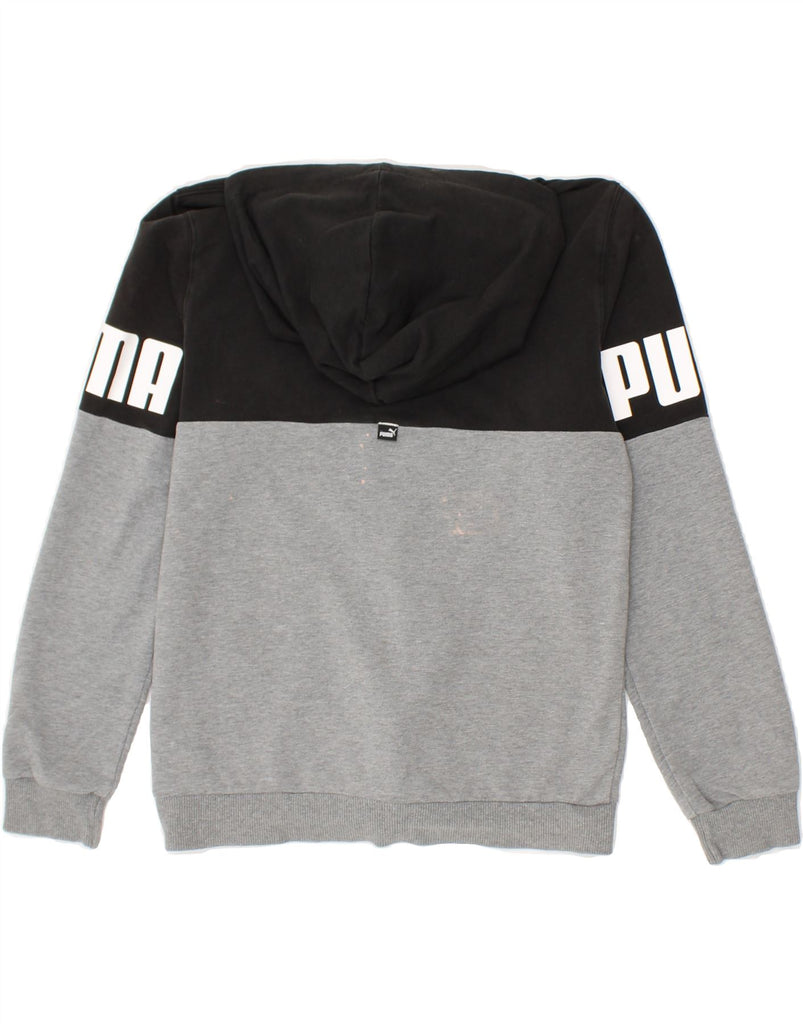 PUMA Boys Graphic Zip Hoodie Sweater 11-12 Years Grey Colourblock Cotton Vintage Puma and Second-Hand Puma from Messina Hembry 