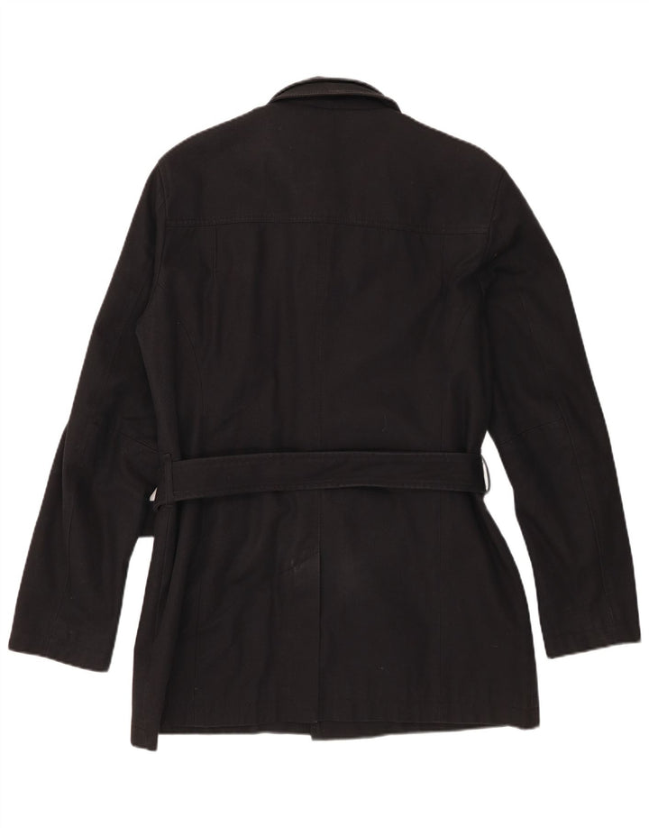 Reiss Womens Overcoat UK 16 Large Black Cotton