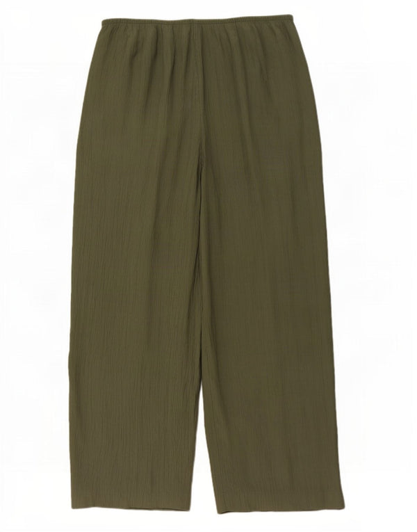 Marks & Spencer Womens Wide Leg Casual Trousers UK 16 Large W36 L27 Khaki