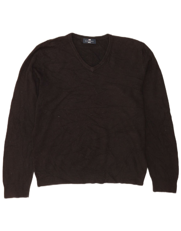 Marks & Spencer Mens Blue Harbour V-Neck Jumper Sweater Large Black Acrylic
