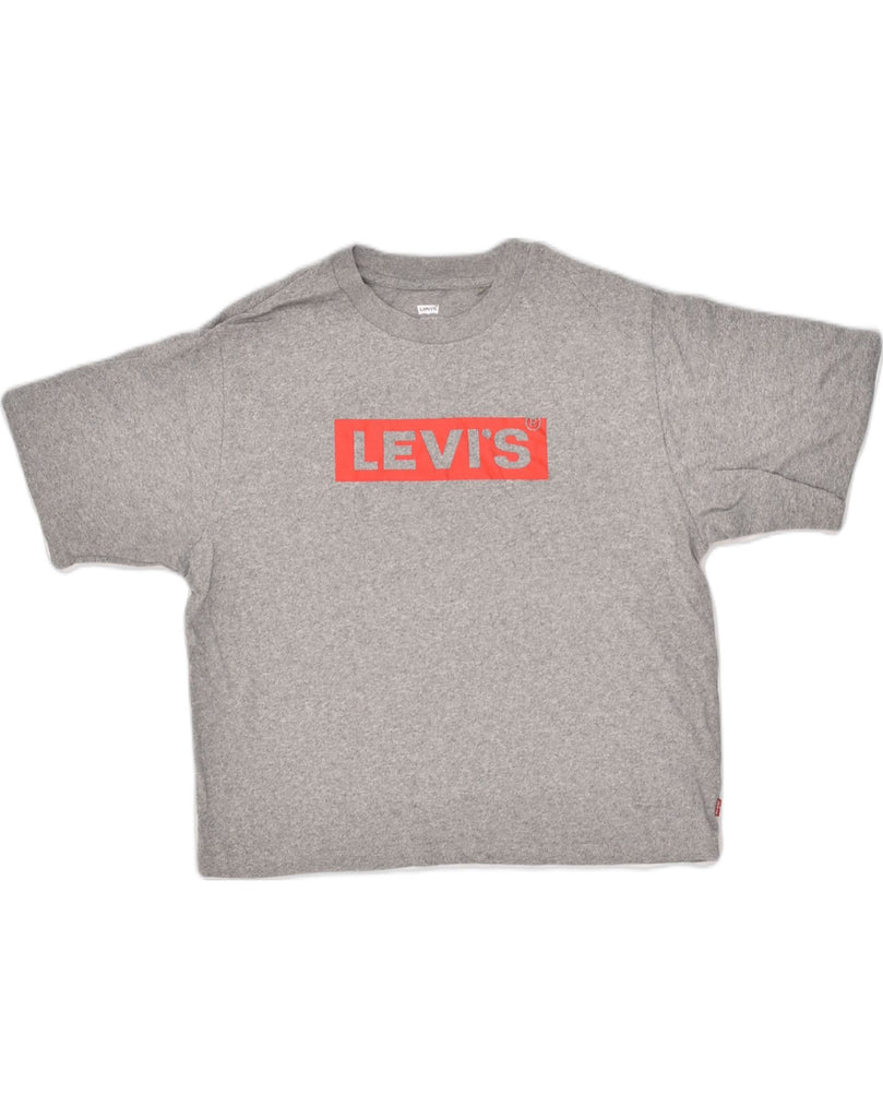 LEVI'S Womens Crop Graphic T-Shirt Top UK 10 Small Grey | Vintage Levi's | Thrift | Second-Hand Levi's | Used Clothing | Messina Hembry 