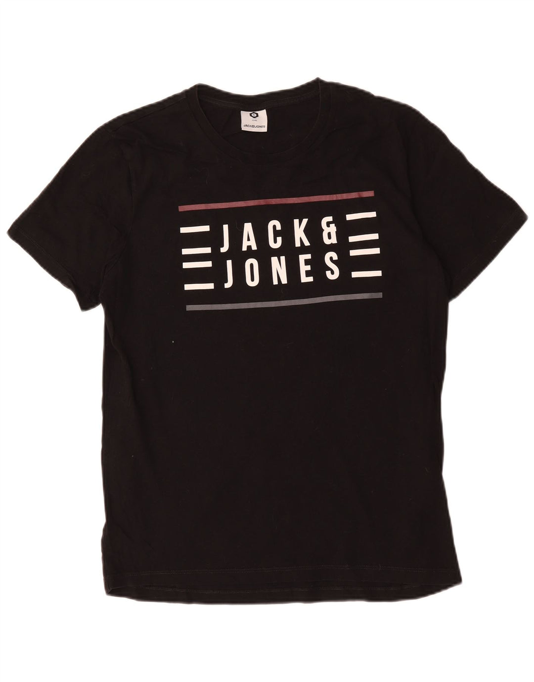Jack & Jones Mens Graphic T-Shirt Top Medium Black Cotton
