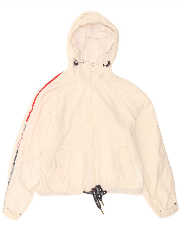 Tommy Hilfiger Womens Oversized Graphic Rain Jacket UK 6 XS White
