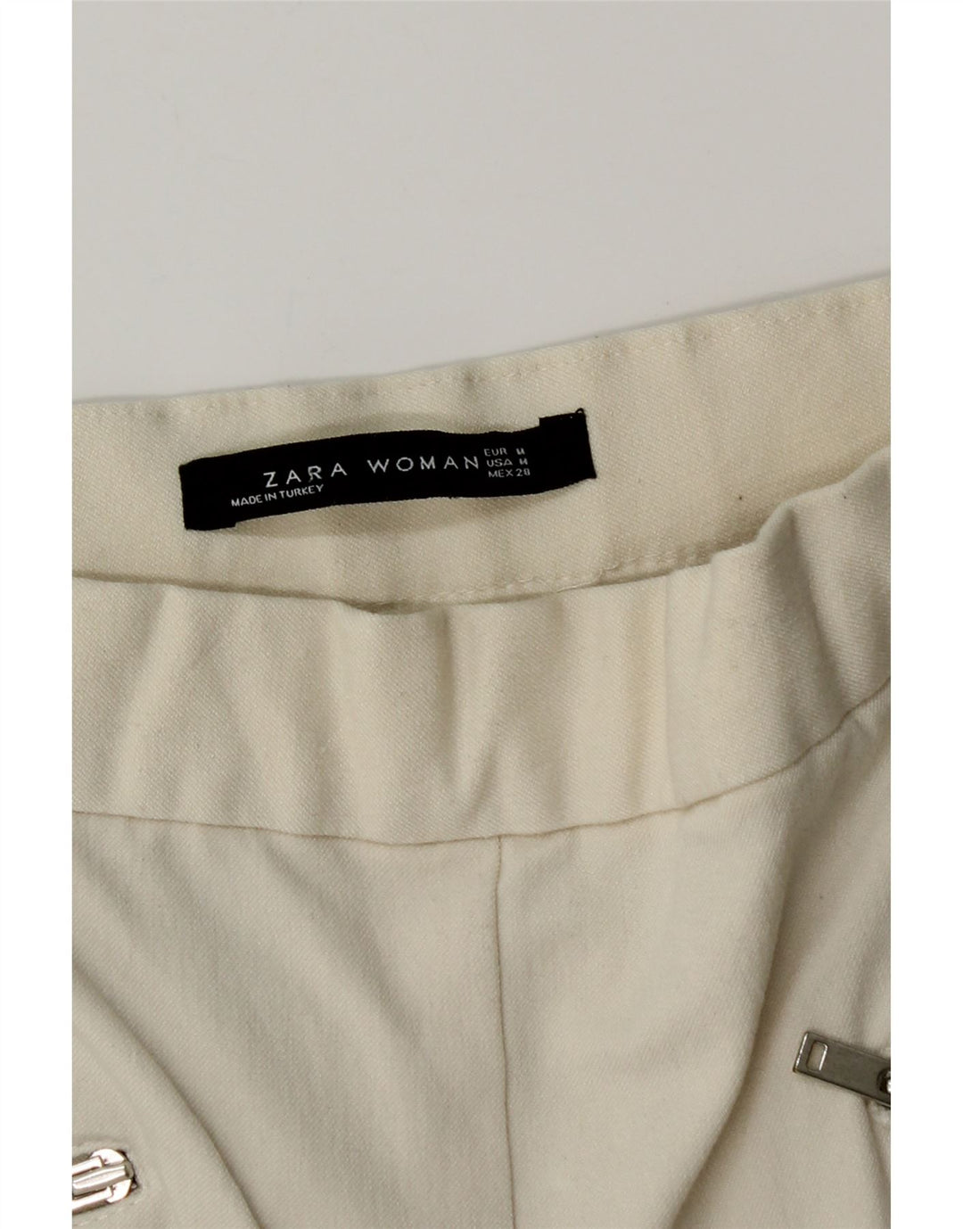 ZARA Womens Skinny Casual Trousers Medium W28 L28 Off White