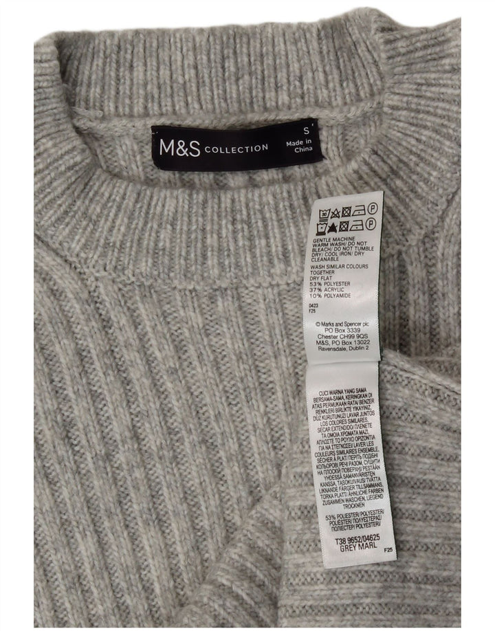 Marks & Spencer Womens Crew Neck Crew Neck Jumper Sweater UK 10 Small Grey