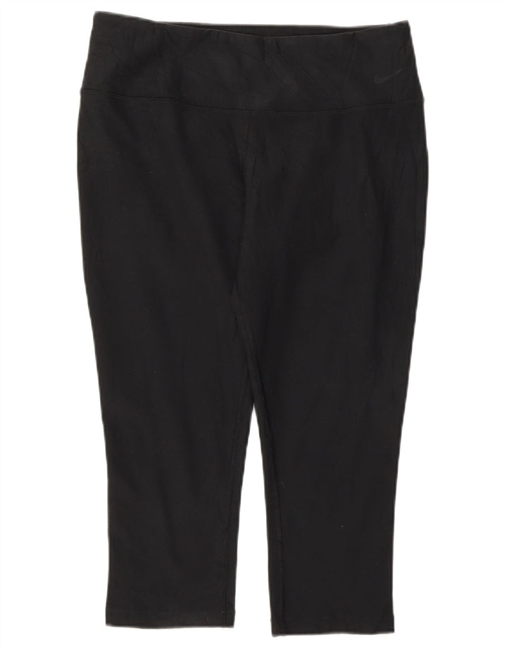 Nike Womens Dri Fit Capri Leggings UK 12 Medium Black Polyester