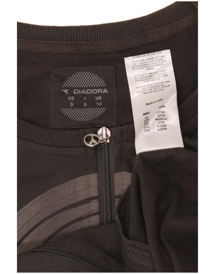 Diadora Womens Oversized Graphic Tracksuit Top Jacket UK 10 Small Black