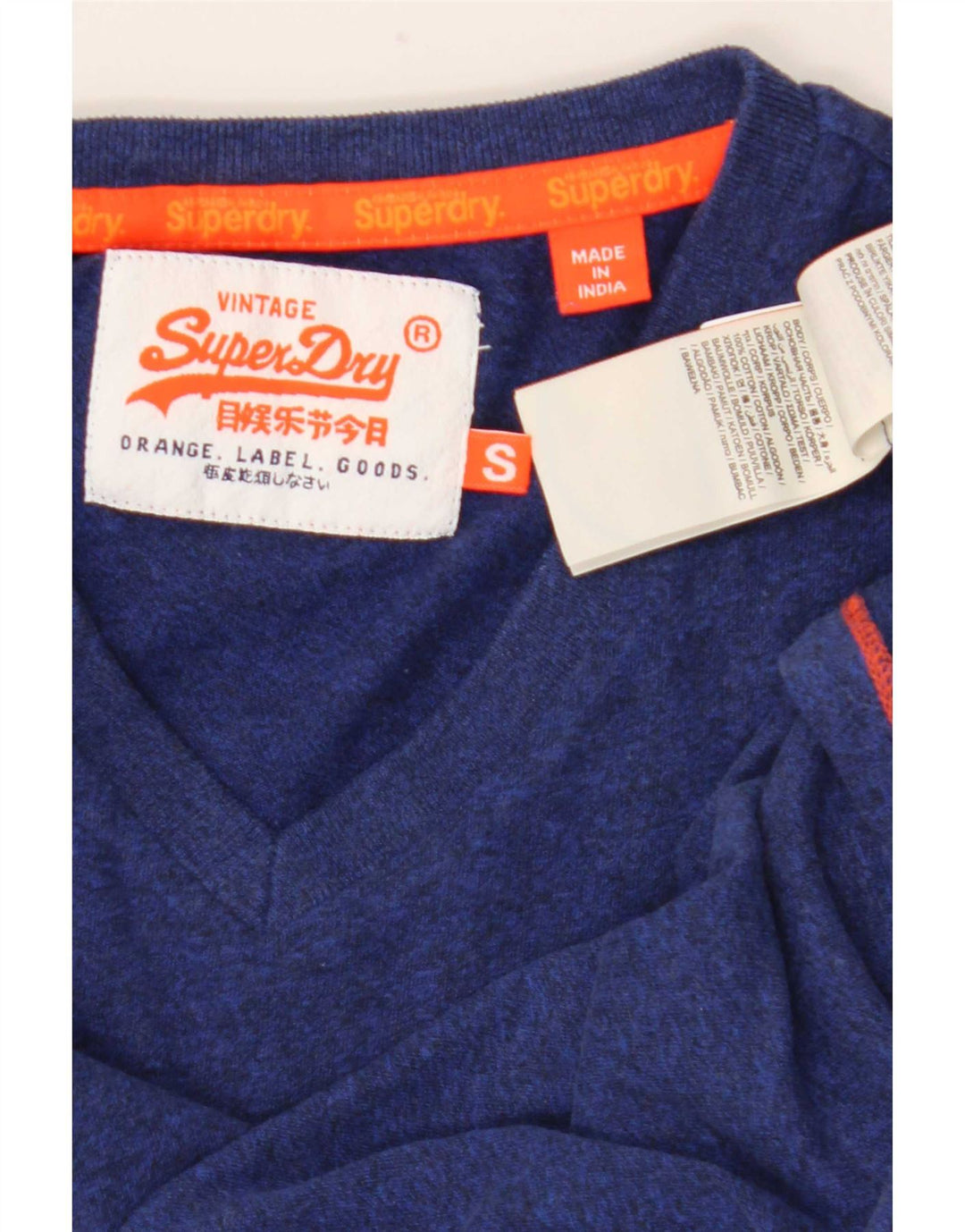 Superdry Mens T-Shirt Top Small Navy Blue Cotton