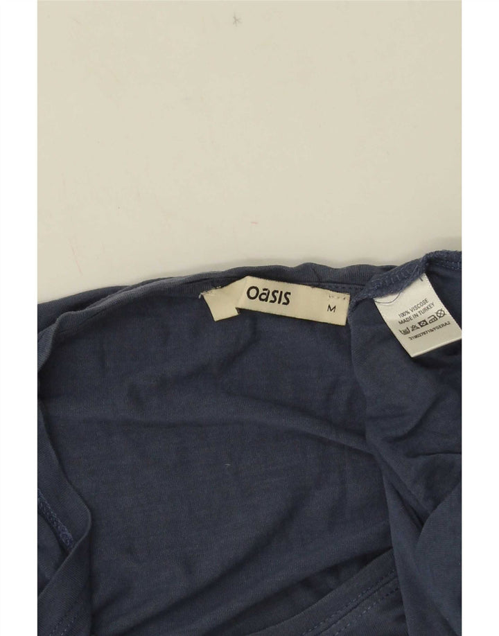 Oasis Womens T-Shirt Top UK 14 Medium Blue Viscose