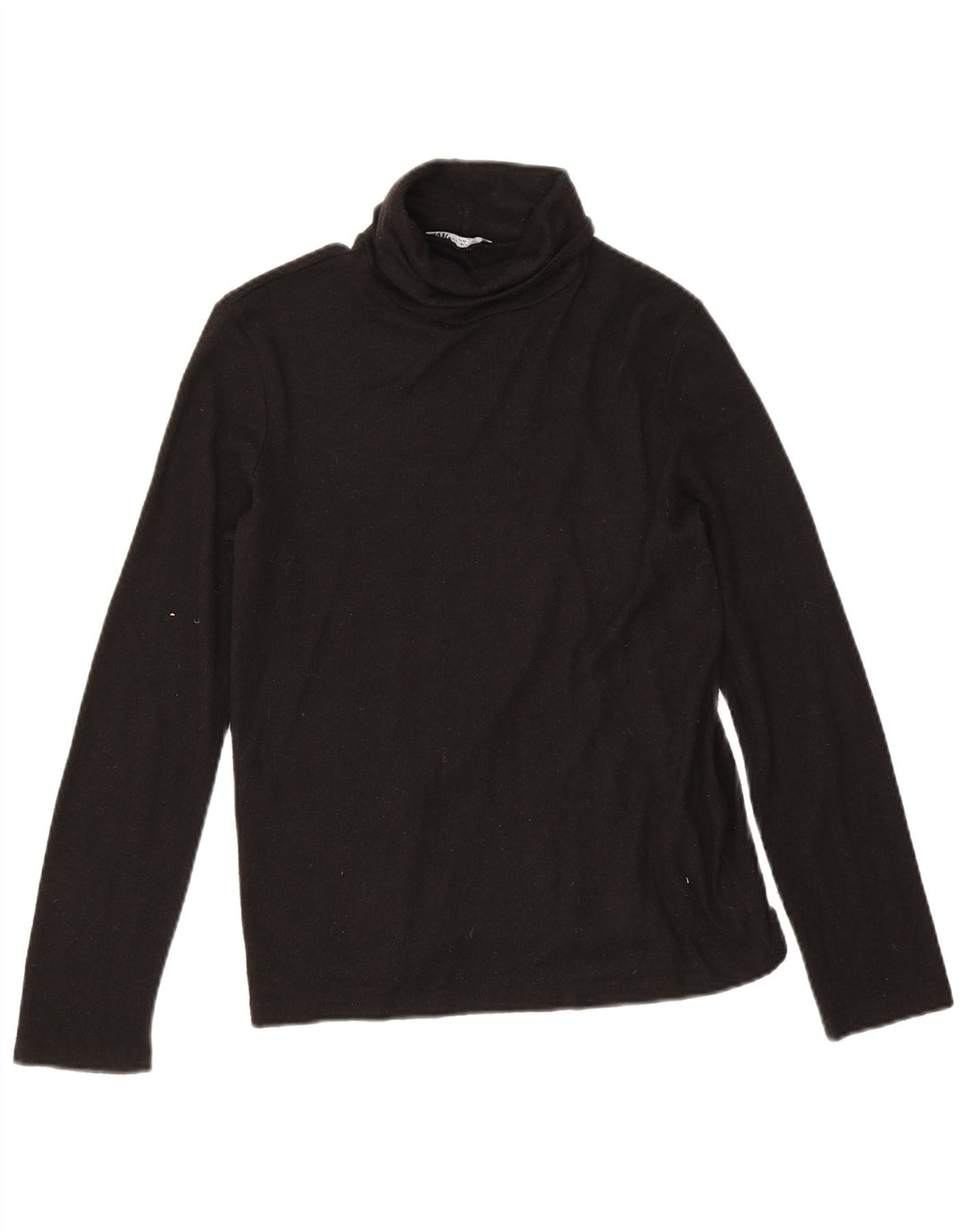 Zara Womens Top Long Sleeve UK 14 Medium Black Viscose