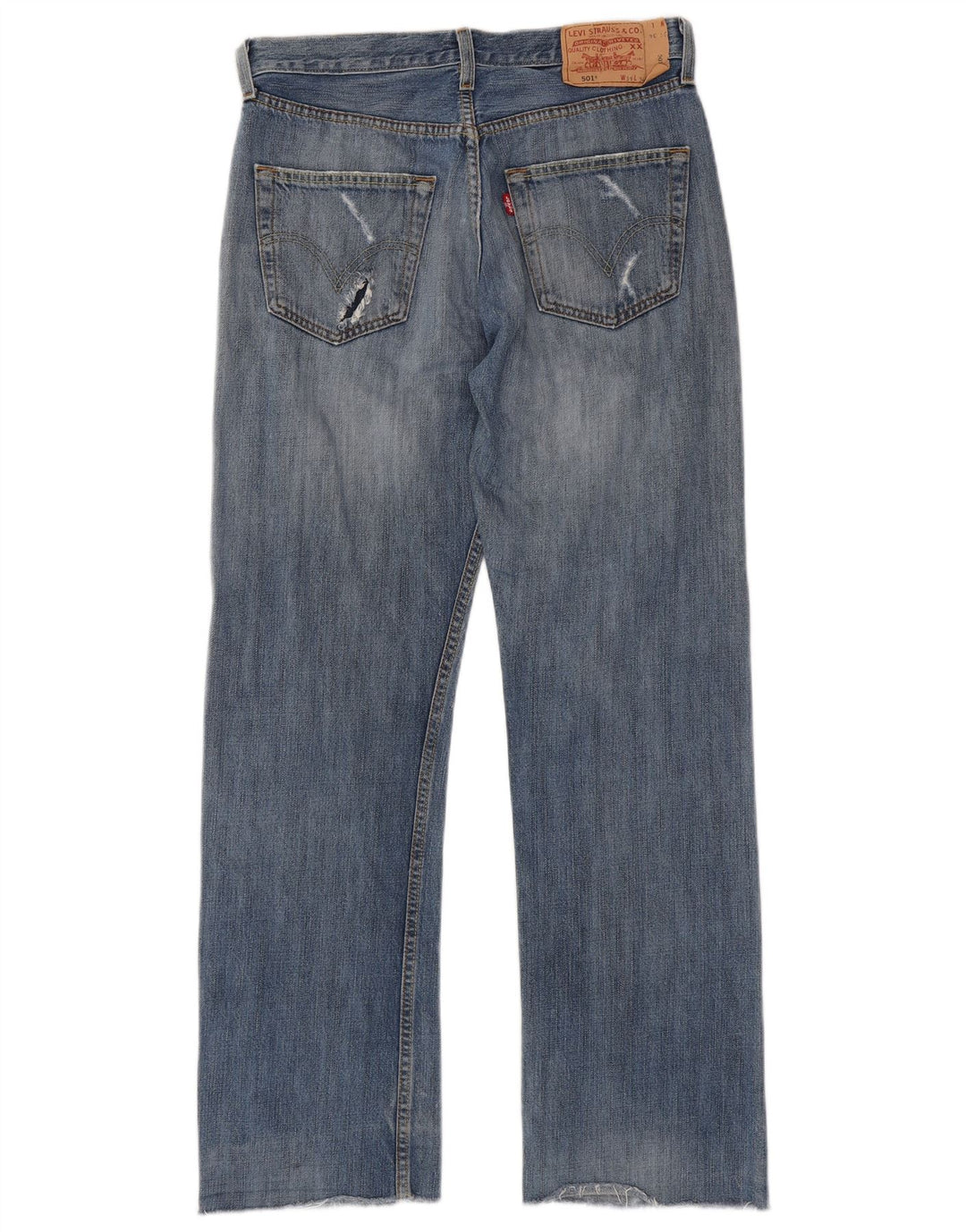 Levi's Mens 501 Distressed Straight Jeans W31 L31 Blue Cotton