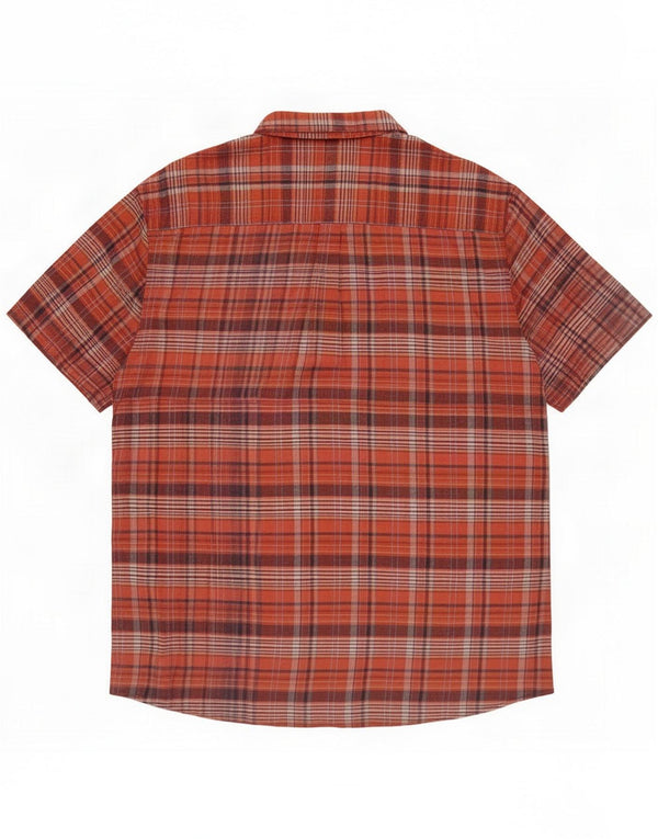 Paul Costelloe Mens Short Sleeve Regular Fit Shirt XL Red Plaid Linen