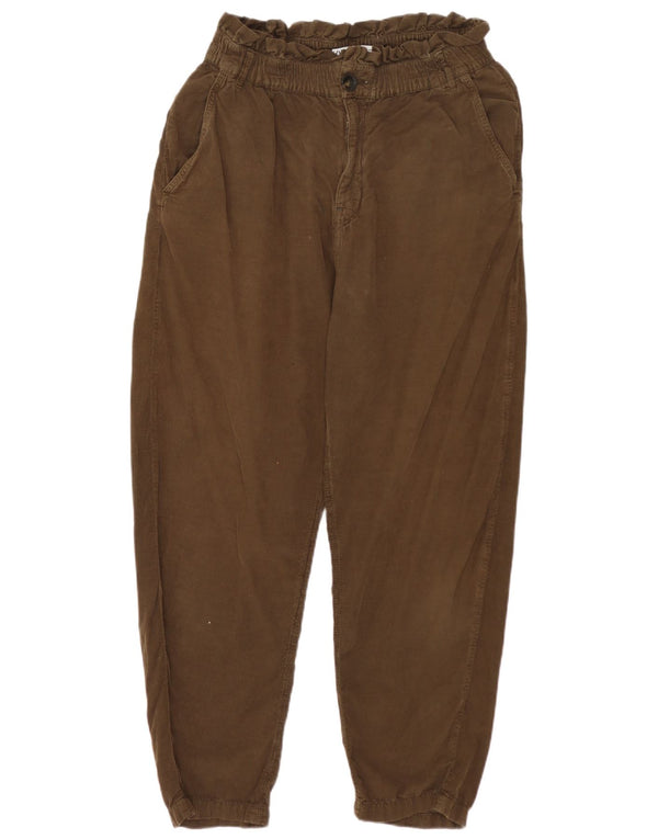 Zara Womens High Waist Tapered Corduroy Trousers EU 38 Small W28 L23 Khaki