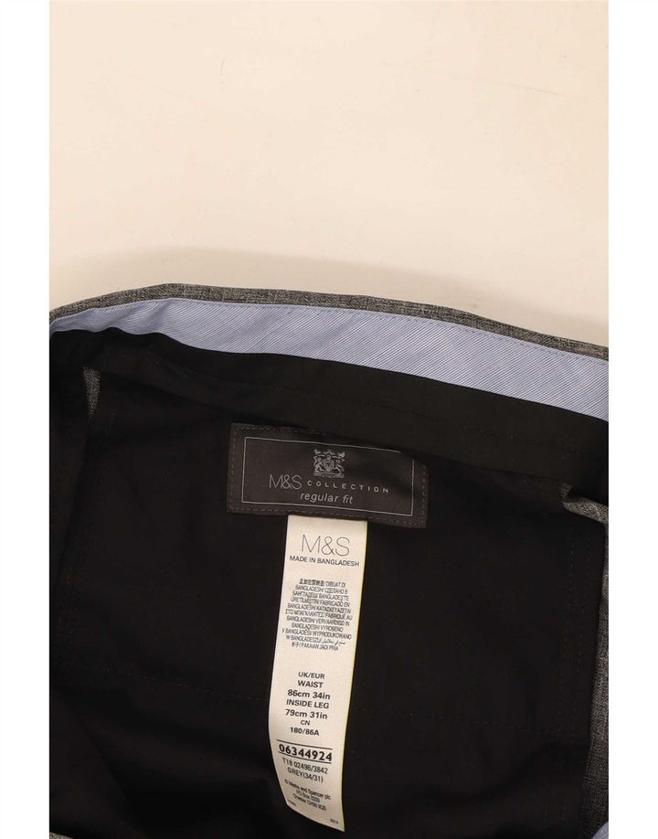 Marks & Spencer Mens W34 L31 Grey Polyester