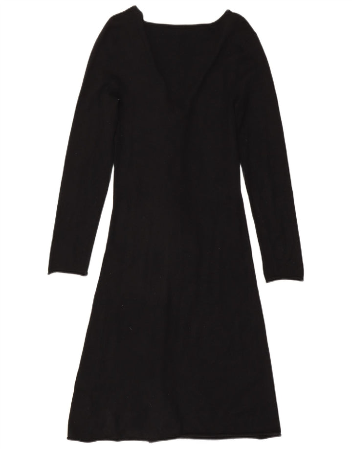 Phase Eight Womens Ruffle Front Long Sleeve Jumper Dress UK 8 Small Black