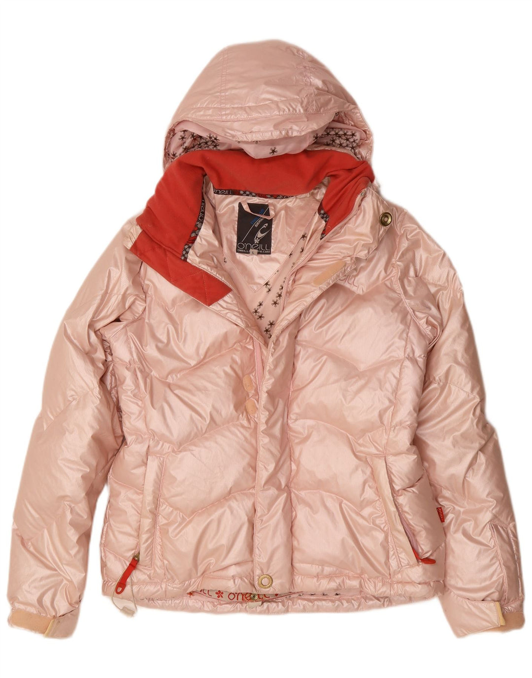O'NEILL Womens Hooded Padded Jacket UK 16 Large Pink Polyester