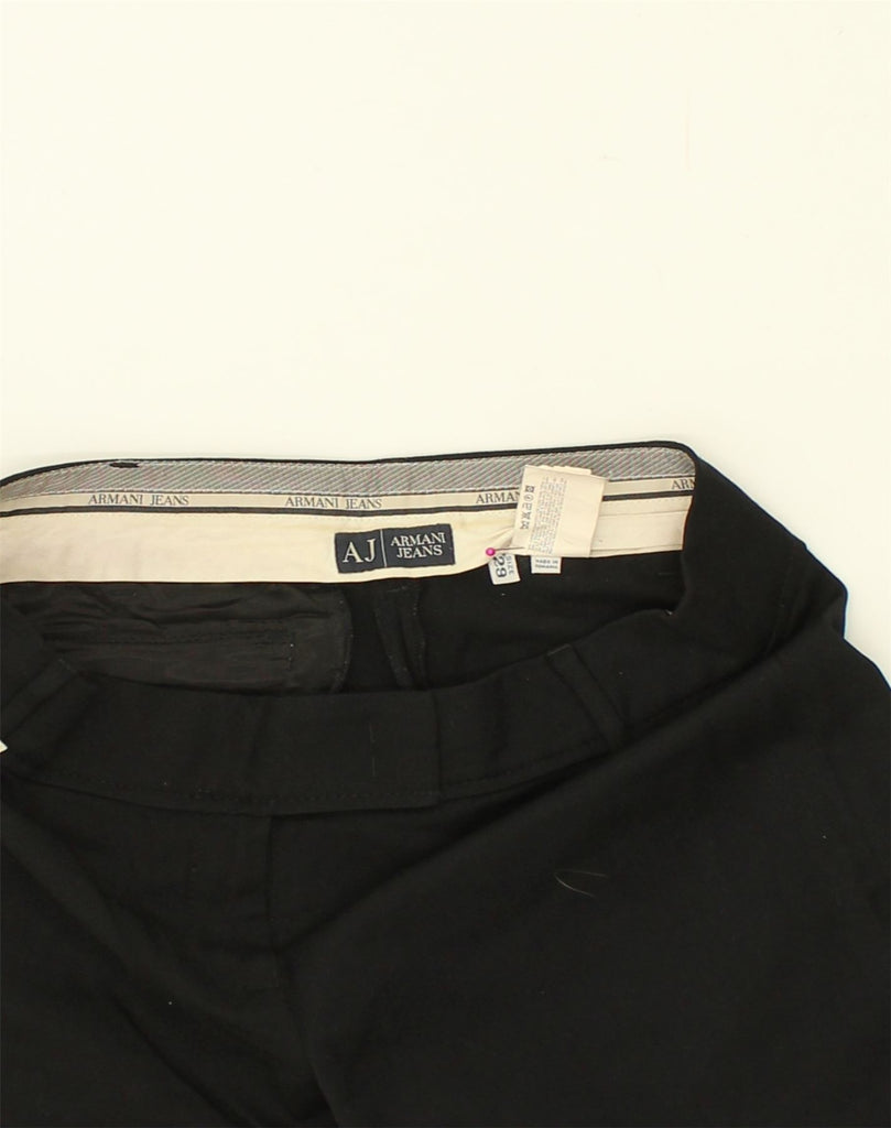 ARMANI Womens Straight Cropped Trousers W29 L24 Black | Vintage Armani | Thrift | Second-Hand Armani | Used Clothing | Messina Hembry 