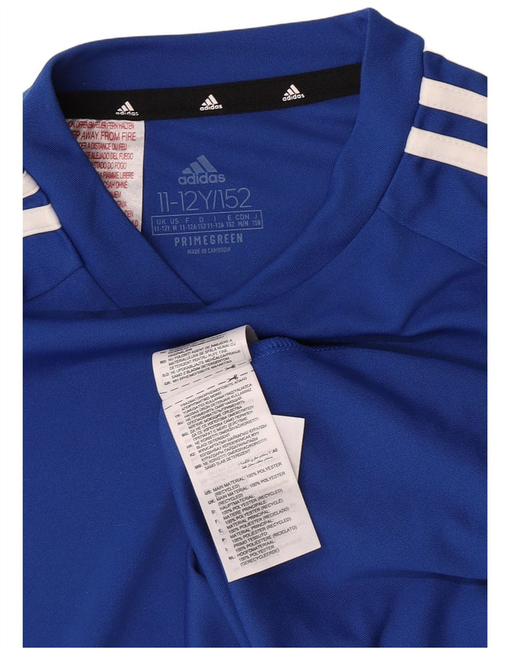 Adidas Boys Aeroready T-Shirt Top 11-12 Years Blue Polyester