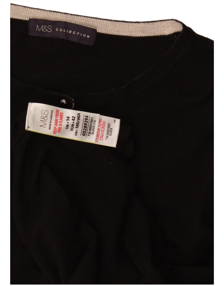 Marks & Spencer Womens Cardigan Sweater UK 14 Medium Black Viscose