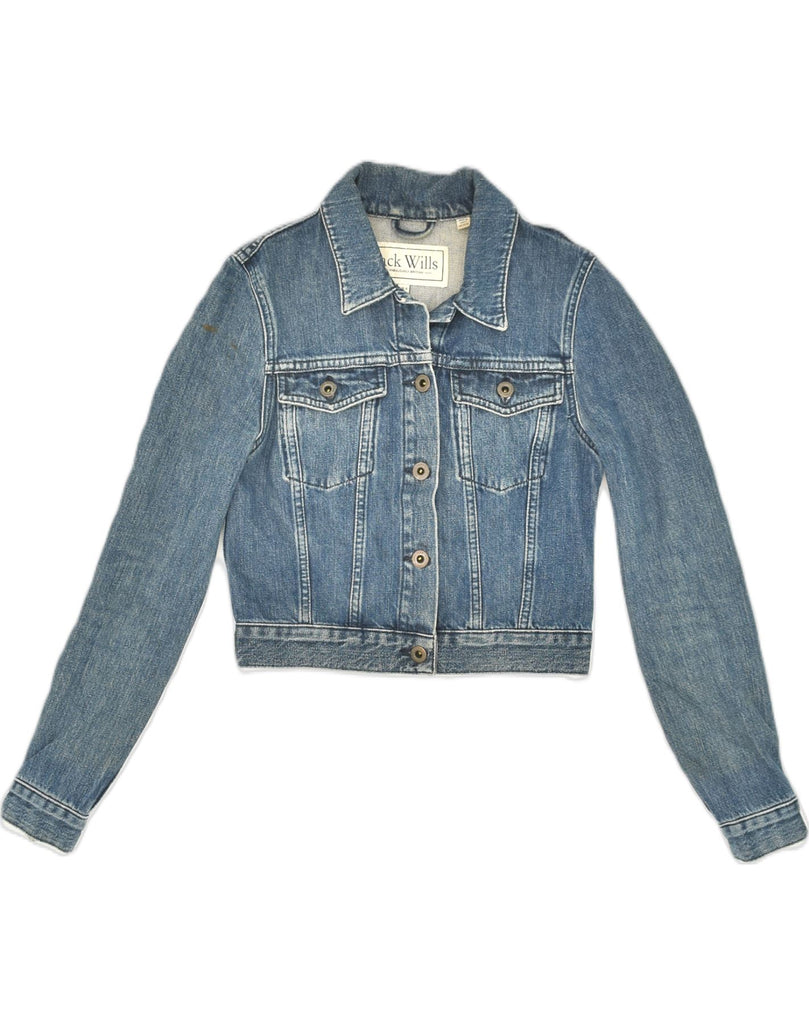 JACK WILLS Womens Crop Denim Jacket UK 8 Small  Blue Cotton | Vintage Jack Wills | Thrift | Second-Hand Jack Wills | Used Clothing | Messina Hembry 