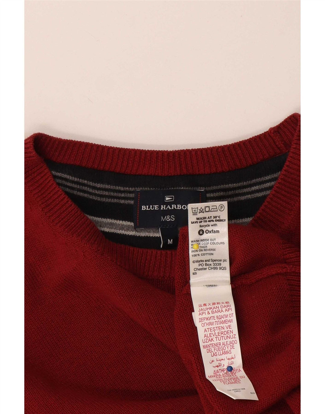 Marks & Spencer Mens Blue Harbour Crew Neck Jumper Sweater Medium Red