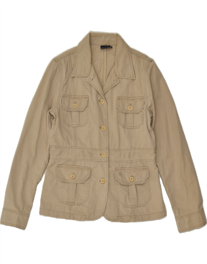 CONTE OF FLORENCE Womens 4 Button Blazer Jacket IT 44 Medium Beige Cotton | Vintage Conte of Florence | Thrift | Second-Hand Conte of Florence | Used Clothing | Messina Hembry 