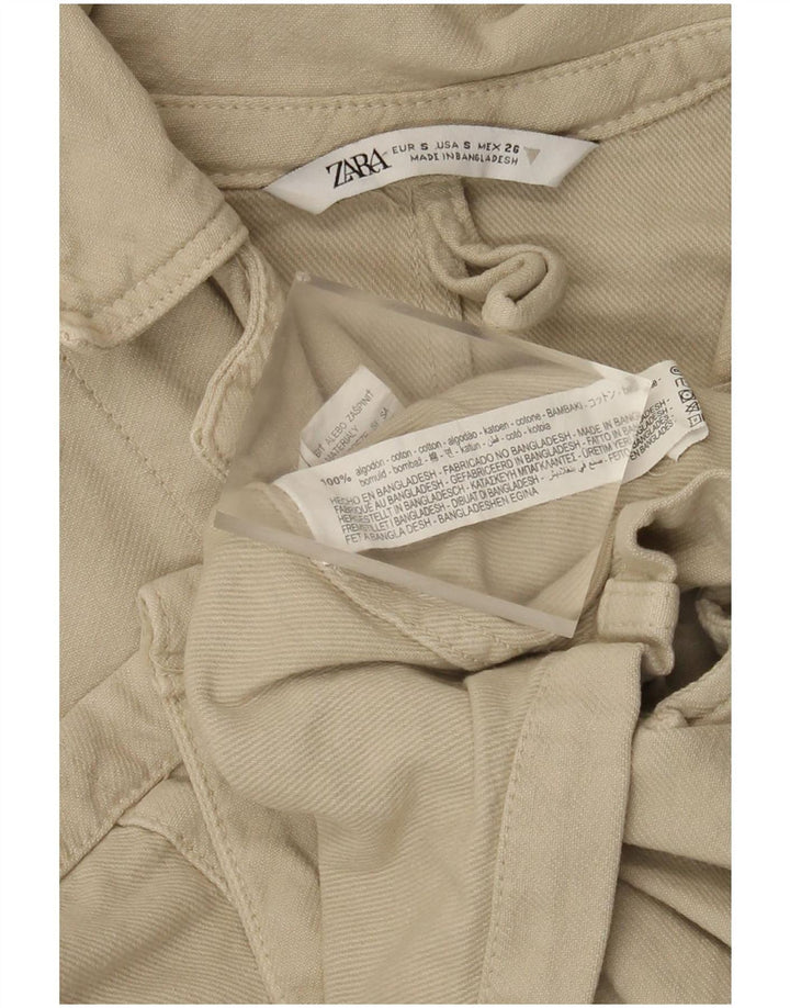 Zara Womens Oversized Utility Jacket UK 10 Small Khaki Cotton