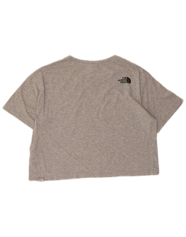 The North Face Womens Crop Graphic T-Shirt Top UK 14 Medium Grey Cotton