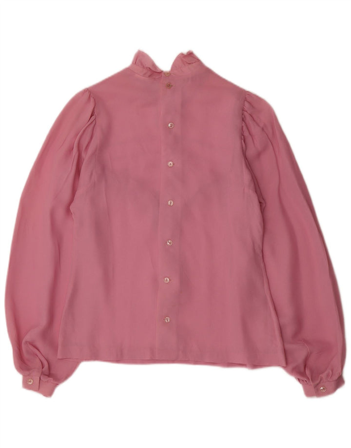 Vintage Womens Long Sleeve Blouse Top UK 12 Medium Pink
