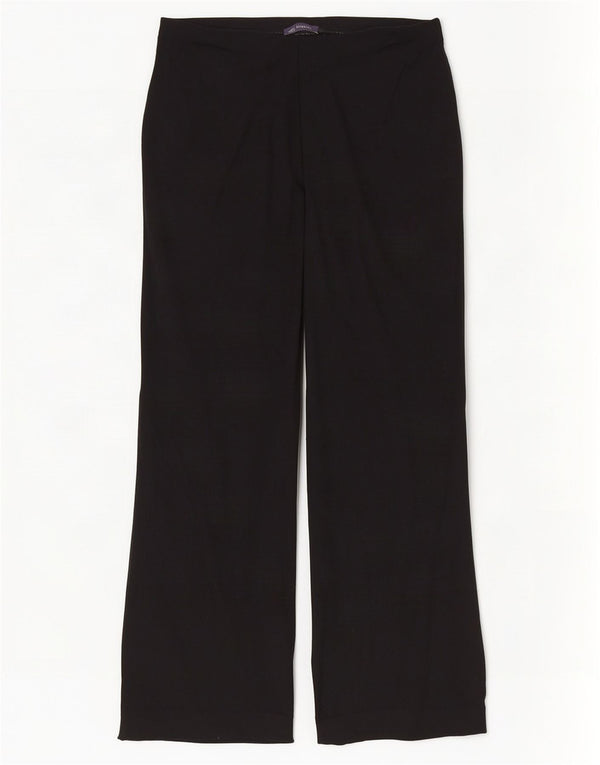 Marks & Spencer Womens Wide Leg Casual Trousers UK 16 Large W36 L28 Black