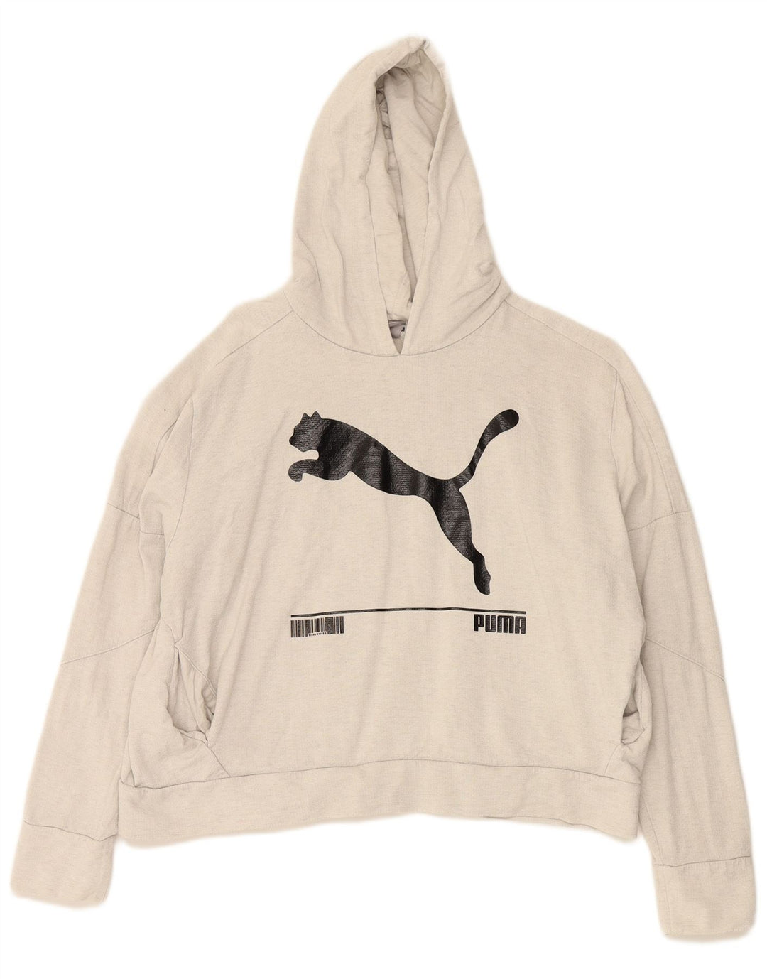 PUMA Womens Graphic Oversized Hoodie Jumper UK 18 XL  Grey Cotton