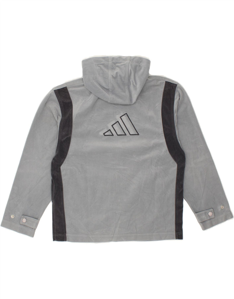 ADIDAS Boys Graphic Zip Hoodie Sweater 11-12 Years Grey Colourblock | Vintage Adidas | Thrift | Second-Hand Adidas | Used Clothing | Messina Hembry 