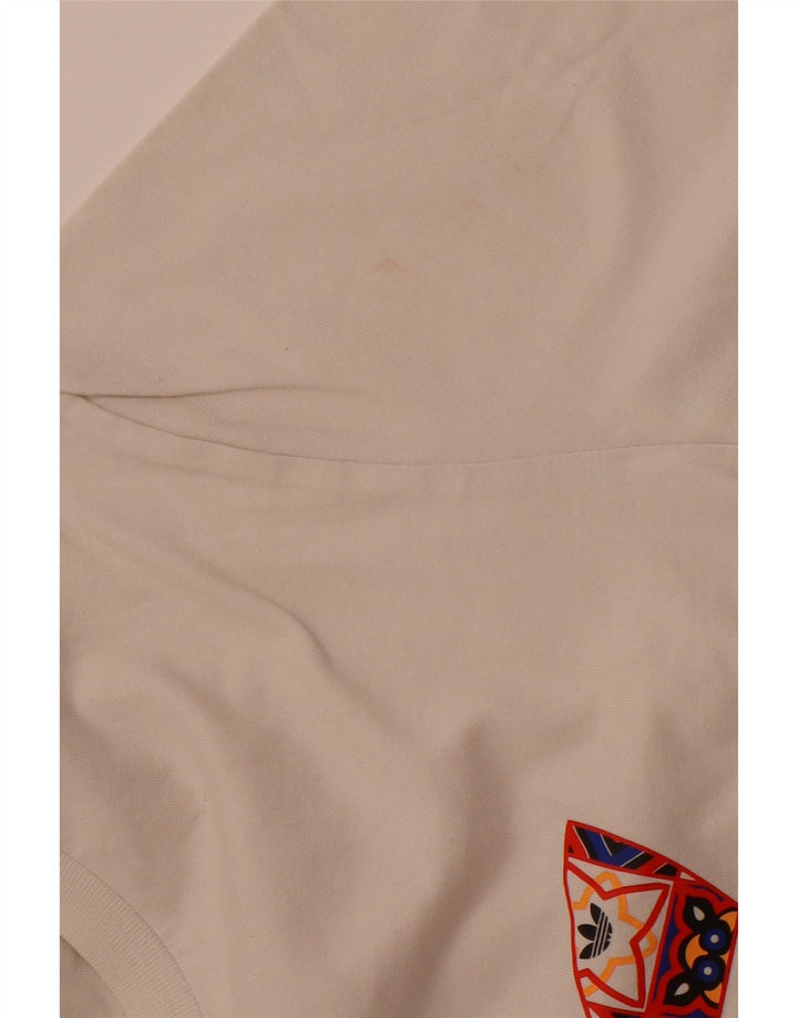 ADIDAS Mens Graphic T-Shirt Top Medium Off White Cotton