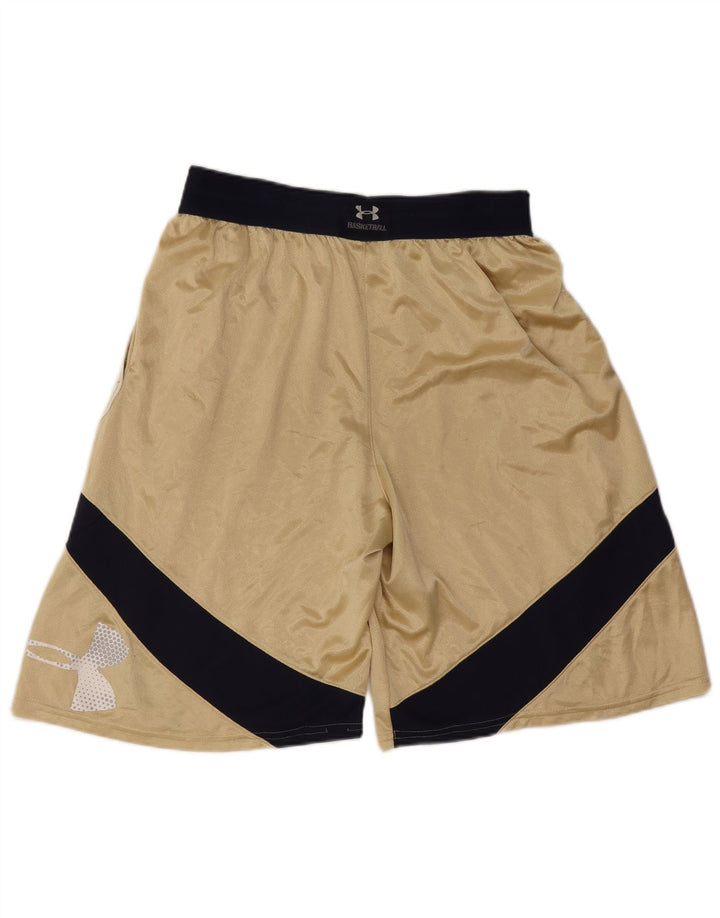 Under Armour Mens Graphic Sport Shorts Large Gold Colourblock Polyester