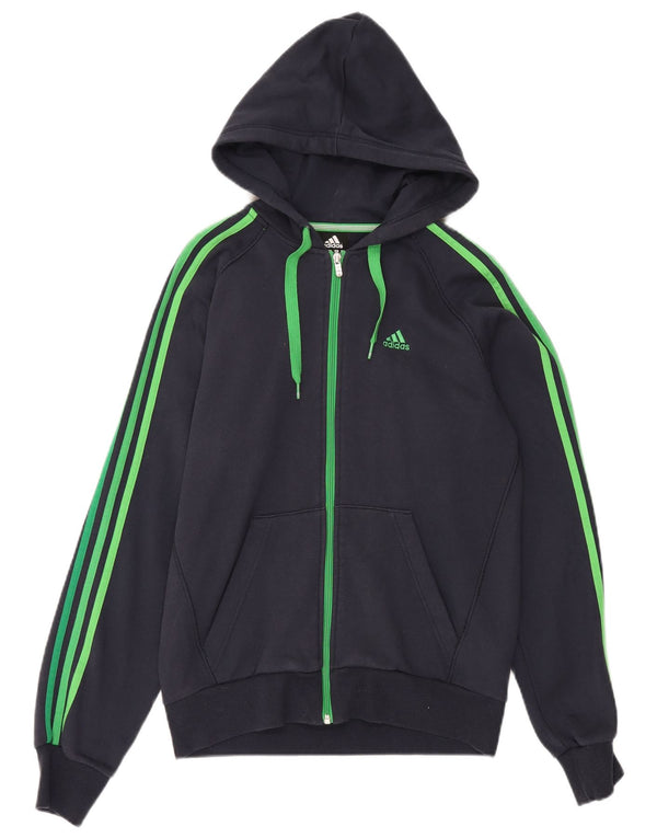 Adidas Mens Zip Hoodie Sweater Small Navy Blue Cotton