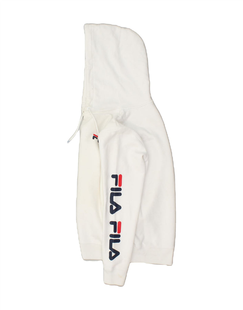 FILA Mens Graphic Hoodie Jumper Small White Cotton | Vintage Fila | Thrift | Second-Hand Fila | Used Clothing | Messina Hembry 