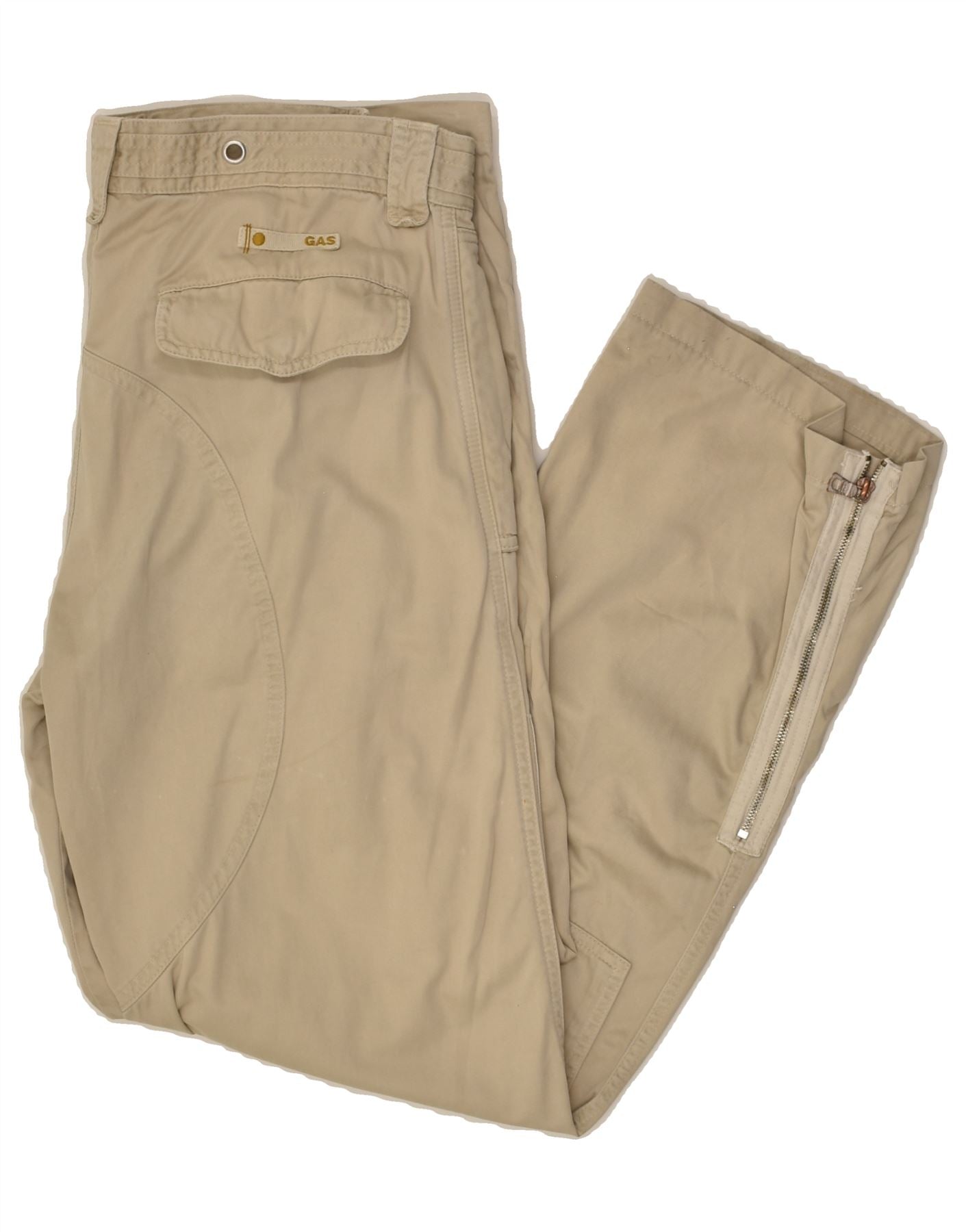 GAS Mens Straight Cargo Trousers W32 L32 Beige Cotton Sports