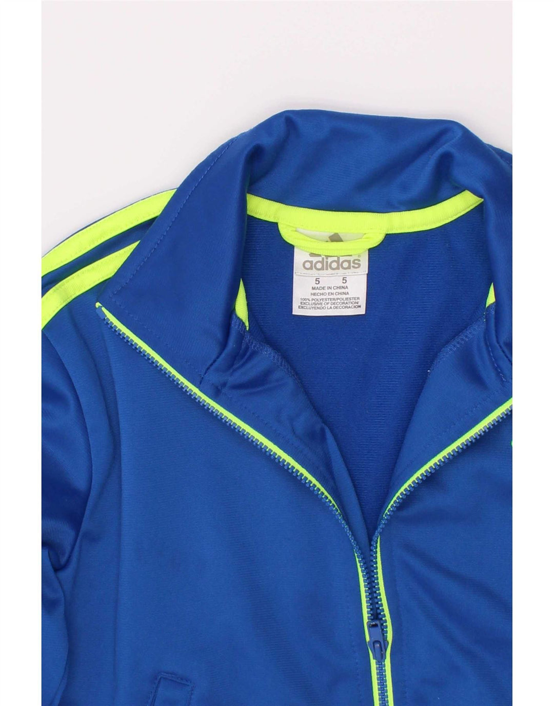 Adidas Boys Graphic Tracksuit Top Jacket 4-5 Years Blue Polyester