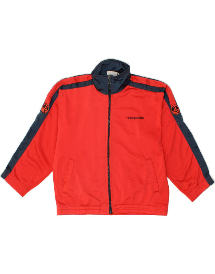 DIADORA Boys Graphic Tracksuit Top Jacket 14-15 Years Red Colourblock Vintage Diadora and Second-Hand Diadora from Messina Hembry 