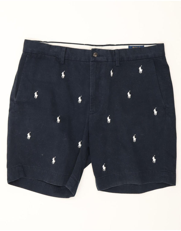 Ralph Lauren Mens Straight Fit Graphic Chino Shorts W34 Large Navy Blue