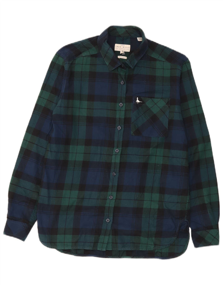 Jack Wills Womens Flannel Shirt UK 8 Small  Green Check Cotton
