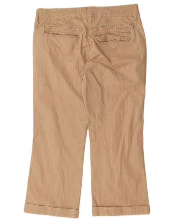 Dkny Womens Cropped Trousers US 10 Large W32 L25 Beige Pinstripe Cotton