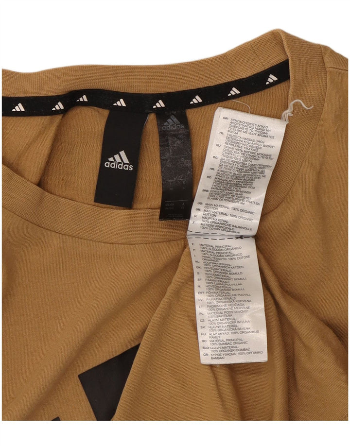 Adidas Mens Graphic T-Shirt Top Medium Beige Cotton