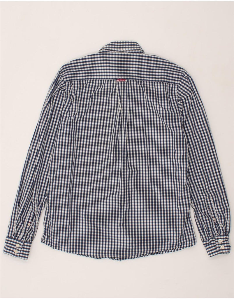 CREW CLOTHING Mens Classic Fit Shirt Medium Navy Blue Gingham Cotton Vintage Crew Clothing and Second-Hand Crew Clothing from Messina Hembry 