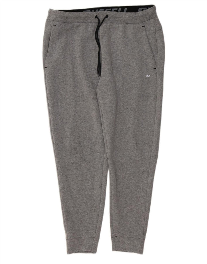 RUSSELL ATHLETIC Mens Tracksuit Trousers Joggers Large Grey Polyester
