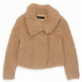 Zara Womens Teddy Bear Bomber Jacket UK 14 Medium Beige