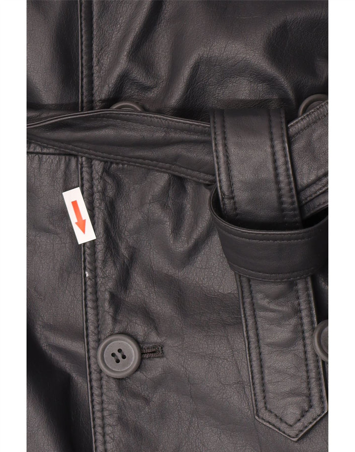 Machiavelli Mens Leather Double Breasted Coat IT 48 Medium Grey Leather