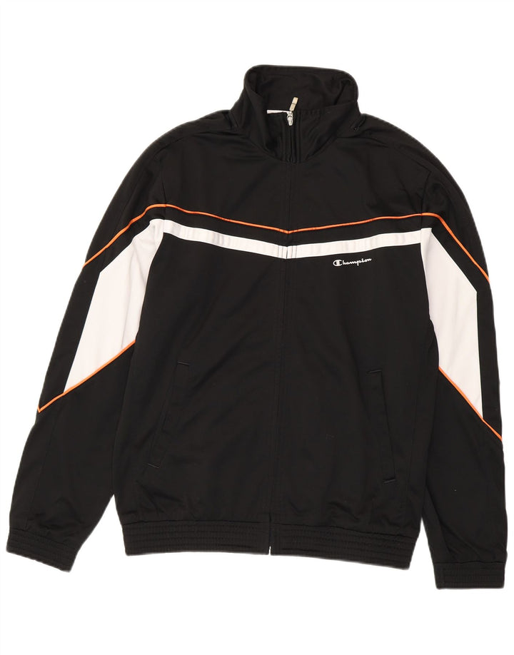 Champion Mens Tracksuit Top Jacket Medium Black Colourblock Polyester