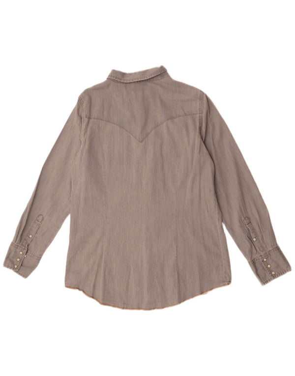Wrangler Womens Western Shirt UK 16 Large Grey Cotton