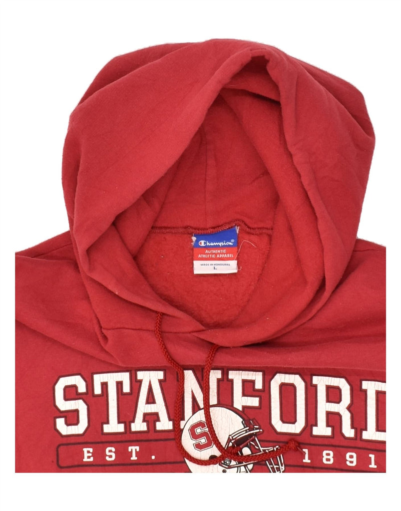 CHAMPION Mens Stanford Cardinal Graphic Hoodie Jumper Large Red Cotton | Vintage Champion | Thrift | Second-Hand Champion | Used Clothing | Messina Hembry 